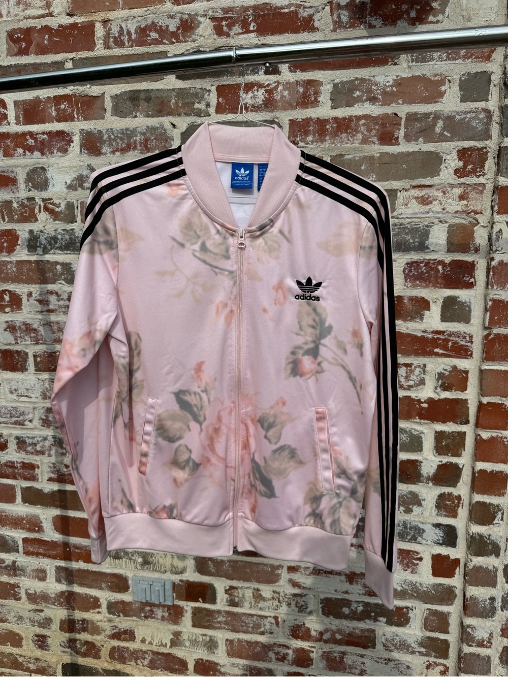 adidas Originals Pastel Rose Floral Track Jacket Pink Black Small. RARE - Picture 2 of 8